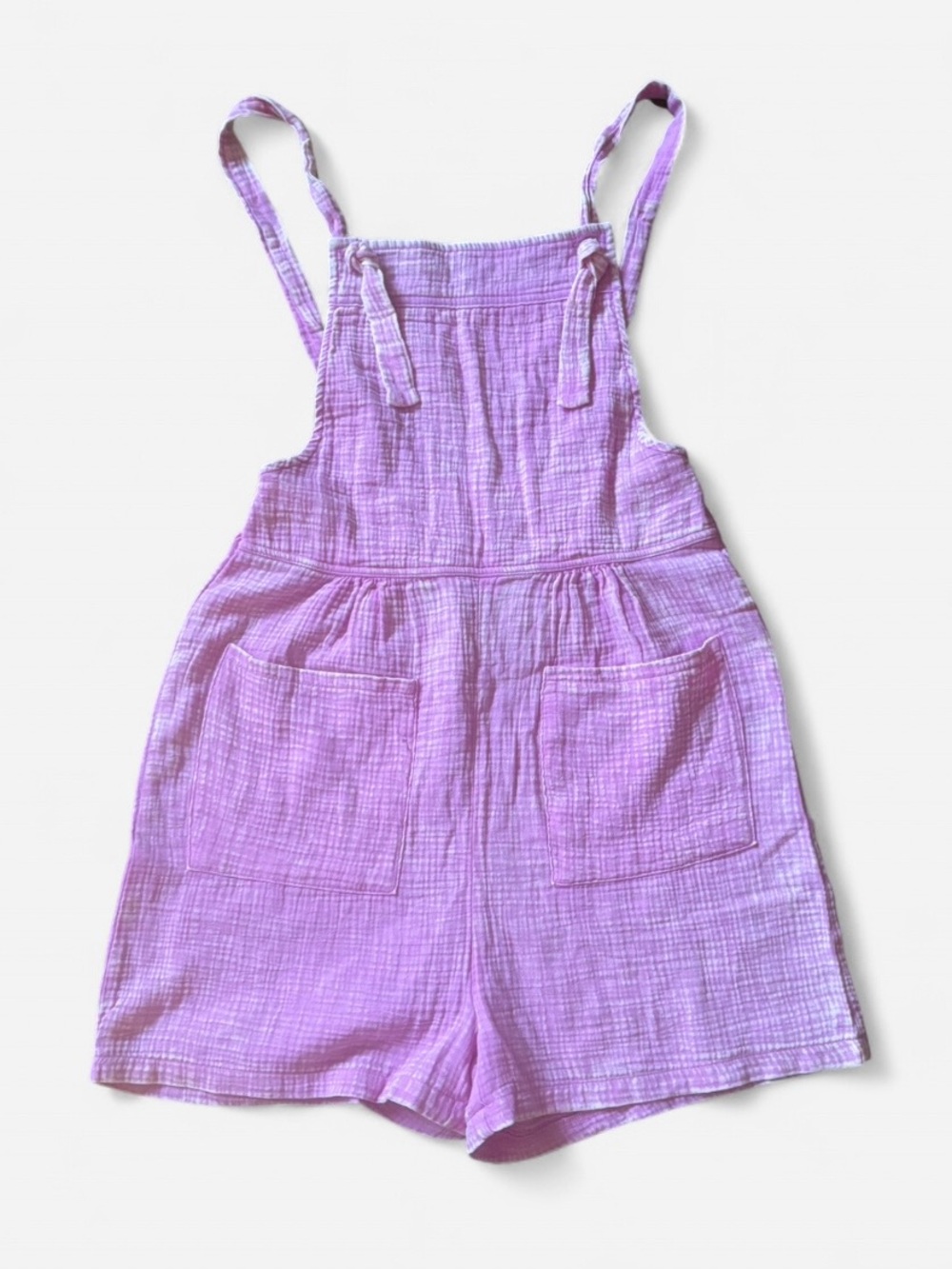 Zenana Woven Double Gauze Acid Washed Romper Overall Shorts Shortalls Pink Sz S